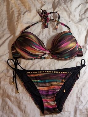 Victoria's Secret Iridescent Rainbow Studded Bikini *read desciption*